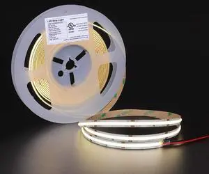 UL-Listed COB LED Strip 16.4ft 4000K Daylight Rope Lights 528LEDs/M DC24V 5500Lm Flexiable and Cuttable Tape Lingting for Bedroom Cabinet Kitchen Office DIY