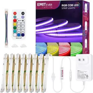 RGB LED Strip Light 16.4ft Dimmable COB 24V Flexible LED Color Changing Tape Light Kit with Remote High Density 3150LEDs for TV Backlight Bedroom Bar Party Christmas Decoration