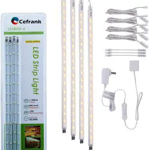 LED Display Light Bars - 4X 16inch Linkable Slim Light Strip Kit - Series + Parallel Connection - Plug n Play - Soft Warm White 3000K