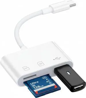 3-in-1 USB-C Card Reader with SD Micro SD USB Port High Speed Data Transfer Multi-Function Memory Card Adapter for Digital Camera