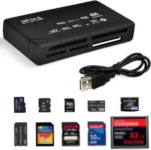 USB 2.0 All in One PC Memory Card Reader Adapter and Write Plug OSX Windows Chrome Compatible for SD/MMC/SDHC/XD/M2/Memory Stick/Micro SD/CF/Pro&Duo Cards