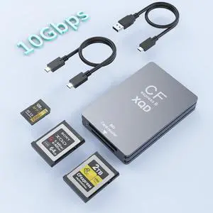 10Gbps CFExpress Type B Card Reader - 5 in 1 USB C&USB A CFexpress/XQD/SD Card Reader for CFexpress Type B+SD 3.0 Card+XQD Card Reader CFexpress Adapter Memory Card Reader for Wins/Mac/Linux/Android