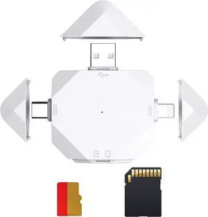 New SD Card Reader for iPhone/ipad/Android/Mac/Computer/Camera 5 in1 Micro SD Card Reader Trail Camera Viewer Portable Memory Card Reader SD Card Adapter for SD and TF Cards