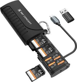 K&F CONCEPT 2-in-1 SD Card Reader Adapter UHS-II/SD 4.0/Micro SD/USB 3.1 Type-C Dual Slots High-Speed Flash Card Case Compatible with Cameras Drones Action Cameras Phones Laptops