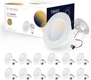 12 Pack 6 Inch 5CCT Dimmable LED Recessed Lights Metal LED Retrofit Can Lights 12W=75W 1200LM Selectable 2700K-6000K ETL and Energy Star Certified