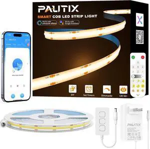 LED Strip Warm White 20ft/6.1m Smart LED Strip Light Kit Compatible with Alexa/Google Assistant Dimmable 24V 3000K COB LED Strip Light for Bedroom Kitchen Cabinet Mirror Sunroom