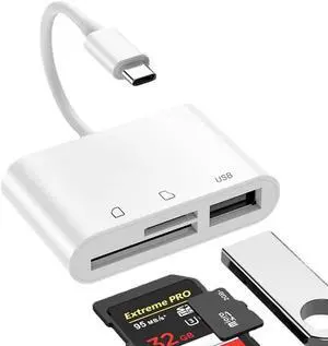 SD Card Reader USB C Micro SD Card Reader Memory Card Reader Type C SD/TF Card Reader Compatible with MacBook Laptops Galaxy Phones and More (White)
