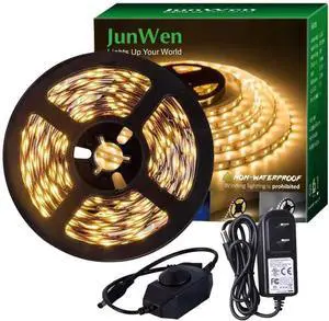 20FT LED Strip Light Warm White 360 LED Beads 12V Soft Dimmable Warm Lights Strip for Bedrooms Mirror Kitchen Home Decoration Not Waterproof