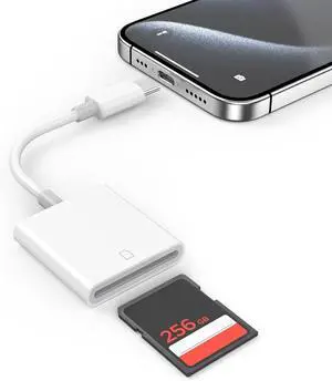 [ MFi Certified] USB C SD Card Reader for iPhone 17 16 USB Type C to SD Card Adapter Trail Game Camera Viewer Memory Card Reader for iPhone 17/17 Pro/17 Pro Max/Air/16/16 Pro Max/15/15 Pro Max