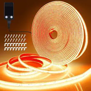 33FT 3200 LED COB LED Strip Lights Outdoor Waterproof 2700K Warm White Plug in Strip Light PVC Casing Tape Light Flexible with Self-Adhesive Timer Dimmable for House Garden Camping DIY