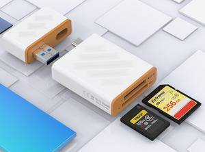 Dual CFexpress Type B/XQD+Dual SD4.0 Card Reader With USB 3.2 (Gen 2) 10Gbps, USB-C&USB-A 6-in-1 Type B CFexpress Adapter, Compatible With Windows/Mac/Linux/Android, For IPhone 16/15, Laptops, Tablets