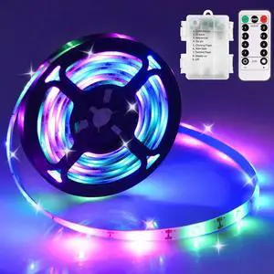 LED Strip Lights Battery Operated 9.8ft 90 LED Strip Lights with Remote Timer Dimmable Waterproof Flexible Lights for Indoor Outdoor TV Table Bedroom Boat Kitchen (Multicolor)