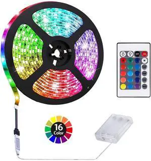 2M/6.6FT Battery Powered LED Strip Lights Flexible Color Changing RGB LED Light Strip TV Backlight Background Lighting