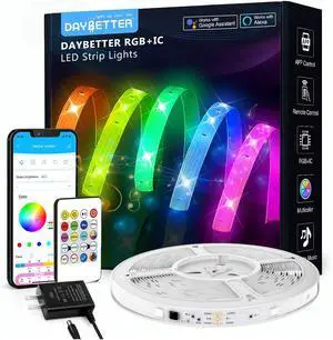 100ft Smart IC WiFi LED Strip Lights Work with Alexa and Google Assistant BGRIC LED Lights App Control Segmented DIY Multiple Colors Color Changing Music Sync for Bedroom Decor (1 Roll)