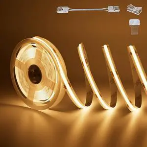 COB LED Strip Light 20ft/6.1m 3087LEDs Warm White 2700K CRI90+ High Lumen Super Bright Lead-free Material Flexible DC24V LED Tape for Home&Office DIY Lighting Project(Power Supply Not Included)