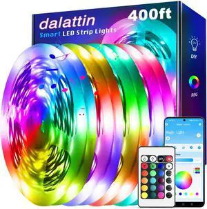 Led Lights for Bedroom 400ft 24V Led Strip Lighting with IR Remote/Bluetooth App Control Music Sync RGB Color Changing via App for Room Party Festival Decor(4 Rolls of 100ft)