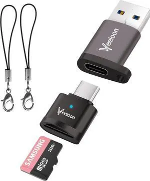 Type C Micro SD/TF Card ReaderPortable OTG USB C TF/Micro SD/Micro SDHC/SDXC Card Viewer with Type-C to USB A Adapter Compatible with iPhone 16 iPhone 15 pro max Laptops MacBook Camera