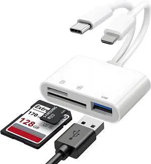 USB-C SD Card Reader for iPhone & iPad Dual-Port Memory Card Adapter for Cameras  Supports SD Micro SD USB 3.0 Plug & Play  No App Needed