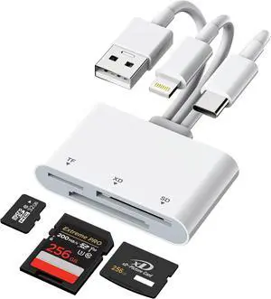 XD Card Reader SD Card Reader with Lightning/USB-C/USB-A 3-in-1 SD/TF/XD Card Adapter for iPhone 16/15/14/13 iPad PC Android Olympus xd Picture Card Adapter Support exFAT Plug and Play