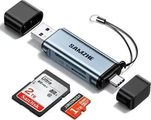 SD Card Reader USB C USB 3.0 Micro SD Card Reader Memory Card Reader Adapter for SD SDHC SDXC MicroSD Compatible with iPhone 16 15 Pro/Pro Max  Android Computer PC MacBook iPad