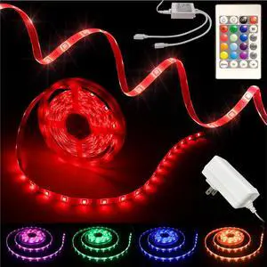 LED Strip Lights 16.4FT / 5M RGB Light Strip with Remote & Power Supply PU Coating ETL 12V DC Adapter Color Changing Strip Lights for Bedroom Kitchen Monitor TV Home Decor