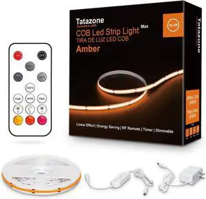 16.4ft 1800K COB Led Strip Lights with RF Remote Dimmable Bright Adhesive Indoor Amber Led COB Light Strip for Cabinet Painting Room Bed