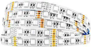 5050 RGBW RGB+Cool White(6000K-7000K) 4 Colors in 1 LED Tape Light DC12V 5m 16.4ft 60LED/m Multi-Colored IP30 White 12mm PCB for Bedroom Kitchen Home Decoration(No Adapter or Controller)