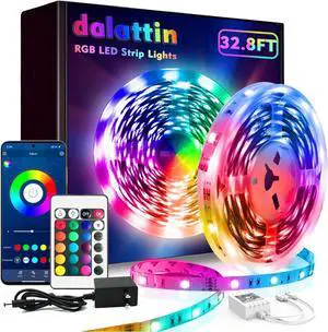 Led Lights for Bedroom 32.8ft Dalattin 1 Roll Smart RGB Led Strip Lights Sync to Music Color Changing Dorm Lights 5050 with App Control Remote for Room Kitchen Party