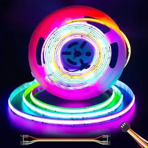 RGB Smart IC COB LED Strip Light 18ft Addressable Chasing Color 12V LED Light Strip Multicolored Flexible RGB Lights for Party Decoration Home DIY Lighting Projects(NO Adapter or Controller)