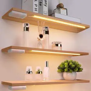 3 Pack Battery Powered COB LED Strip Lights - 15 Inch Cordless Under Cabinet Lighting Warm White 3000K Peel & Stick Lights for Shelves Closet Pantry RV