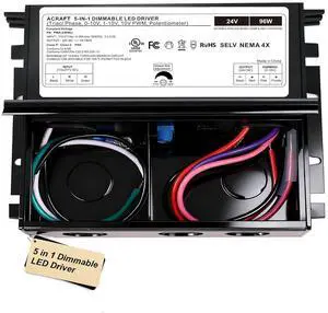 Acraft 24V Dimmable LED Driver 96W UL Listed TRIAC/0-10V/PWM/ELV/MLV 24v Led Driver 5 in 1 Dimming Compatible with Multi Switches Smooth Flicker Free Dimming AC to DC Transformer for LED Light