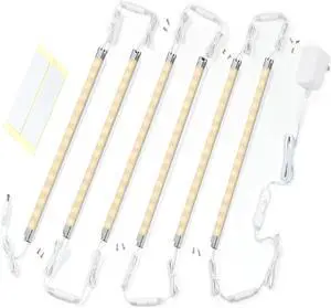 Premium LED Light Strips Kit: 6 x 12 Linkable Bars + Rocker Switch for Warm White Ambient Lighting in Cabinets Closets Shelf Display Case Showcase Lighting 3000K Warm White