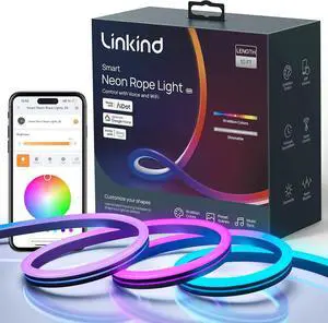 EN6 Neon Rope Light 10FT LED Light Strip with Music Sync Color Changing Compatible with Alexa Google Assistant