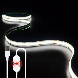 USB LED Light Strip 6000K White COB LED Strip Lights 3.28FT TV Lights Flexible Small Led Lights with Touch Switch Controller White 5V LED Strip Light for TV Backlight Bedroom