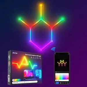 Smart WiFi RGB LED Wall Light Lines Music Sync DIY Geometry Splicing Gaming Lights 16M+ Color Changing Home Decor Lights Work with Alexa and Google Assistant for Game Room Bedroom - 9 Bars