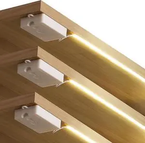 3 Pack COB LED Strip Lights 3.3ft 320 LEDs Battery Powered LED Strip Lights Flexible Cuttable light strips for Shelves Under Cabinet Lighting Closet Cordless Click Light 4000K Natural White