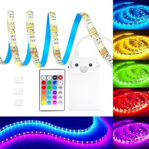 3.3FT Motion Sensor LED Strip Lights with Remote/4Mode RGB & Warm White Motion Activated LED Strip Lights Dimmable Battery Powered 16Colors Under Cabinet Lighting for Closet Stairs Home Indoor