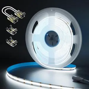 COB LED Strip 32.8ft/10m CRI 90+ Daylight White 6000K High Lumen Super Bright Flexible DC24V LED Tape Light for Cabinet Home Office DIY Lighting Projects(Adapter&Controller NOT Included)