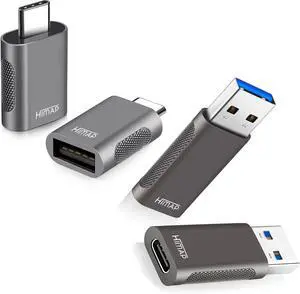 Pack of 4 USB C to USB Adapters, 2*USB-C to USB-A & 2*USB-A to USB-C Female Adapter Speed Data Transfer & Fast Charging for iPhone/PC/Samsung/iPad/Laptop/etc, USB to USB C Adapter (Pack of 4)