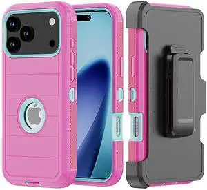 Phone Case for iPhone 17 Case,Heavy Duty Hard Shockproof Armor Protector Case Cover with Belt Clip Holster for Apple iPhone 17 5G 2025 Phone Case(Buy one get one free)