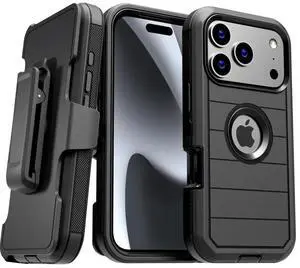 Phone Case for iPhone 17 Air Case,Heavy Duty Hard Shockproof Armor Protector Case Cover with Belt Clip Holster for Apple iPhone 17 Air 5G 2025 Phone Case(Buy one get one free) For Apple iPhone 17 Air