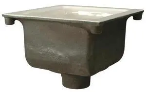 FOR 3" Pipe Dia., Cast Iron and Porcelain Enamel, Floor Sink