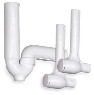 FOR P-Trap & Two Valve Covers, 1-1/4 in & 1-1/2 in Pipe Size, Vinyl, White, 3 PCS
