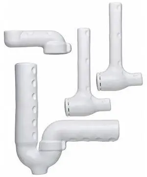 FOR P-Trap Pipe Cover, 1-1/4 in & 1-/1/2 in Nominal Pipe Size, PVC, White