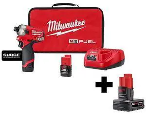 FOR M12 FUEL SURGE 1/4" Hex Hydraulic Driver Kit + M12 XC6.0 Battery