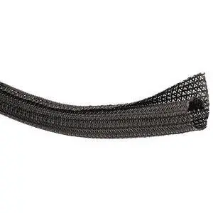 BraidedCableSleeve 1-1/2inInsideDia. 1-1/2inMaxBundleDia. 75ft Black