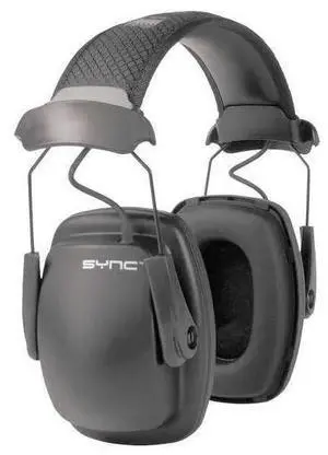 FOR Sync Stereo Over-the-Head Electronic Ear Muffs, 25 dB NRR, Rigid, Black