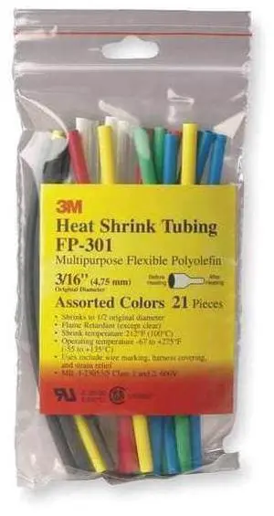 HeatShrinkTubeKit ThinWall 2:1I.D.ShrinkRatio 3/8inI.D.BeforeShrinking 6in 14PK