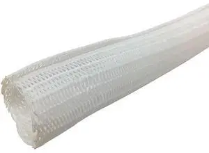 Braided Cable Wrap, 1 in Inside Dia., 1.02 in Max Bundle Dia., 10 ft, Polyester, White