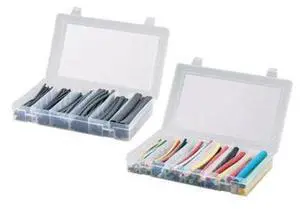 Heat Shrink Tube Kit, Dual Wall, Thin Wall, 2:1 I.D. Shrink Ratio, Black, 6 in